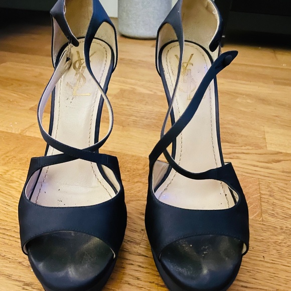 YSL navy blue cocktail sandals - Picture 2 of 4